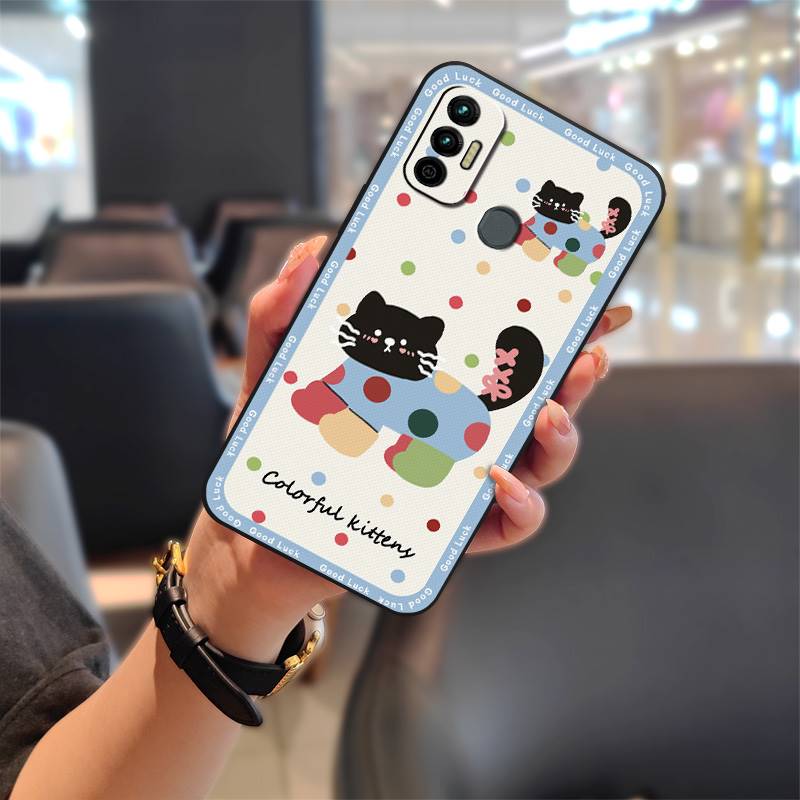Cute Dirt-resistant Phone Case For Tecno Spark 7/Spark7T Fashion Design Cartoon Silicone Back Cover Full Wrap Graffiti