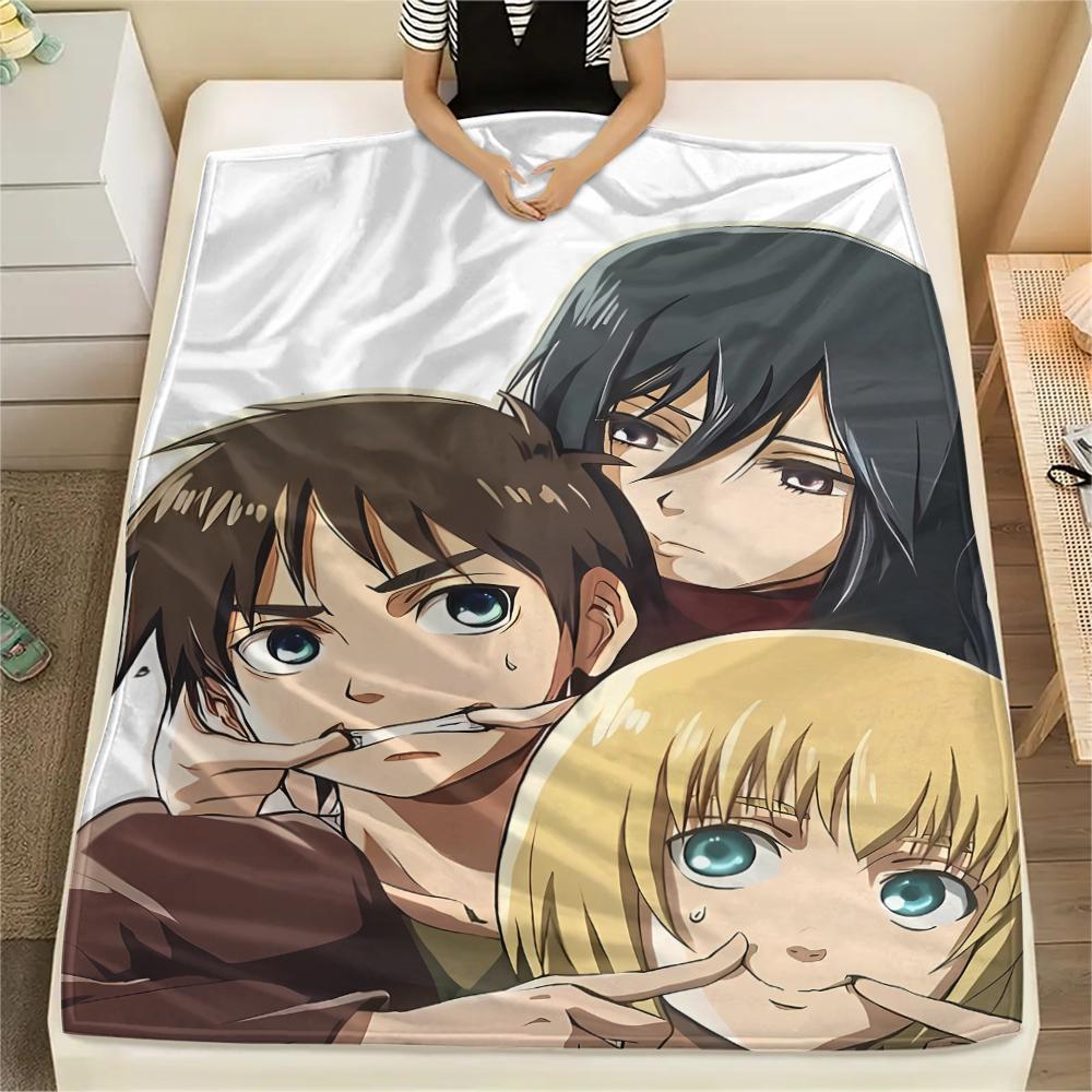 1PC Attack On Titan Print Flannel Blanket, High Quality All Seasons, Home Decor, Warmth and Comfort, Perfect for Christmas Gifts