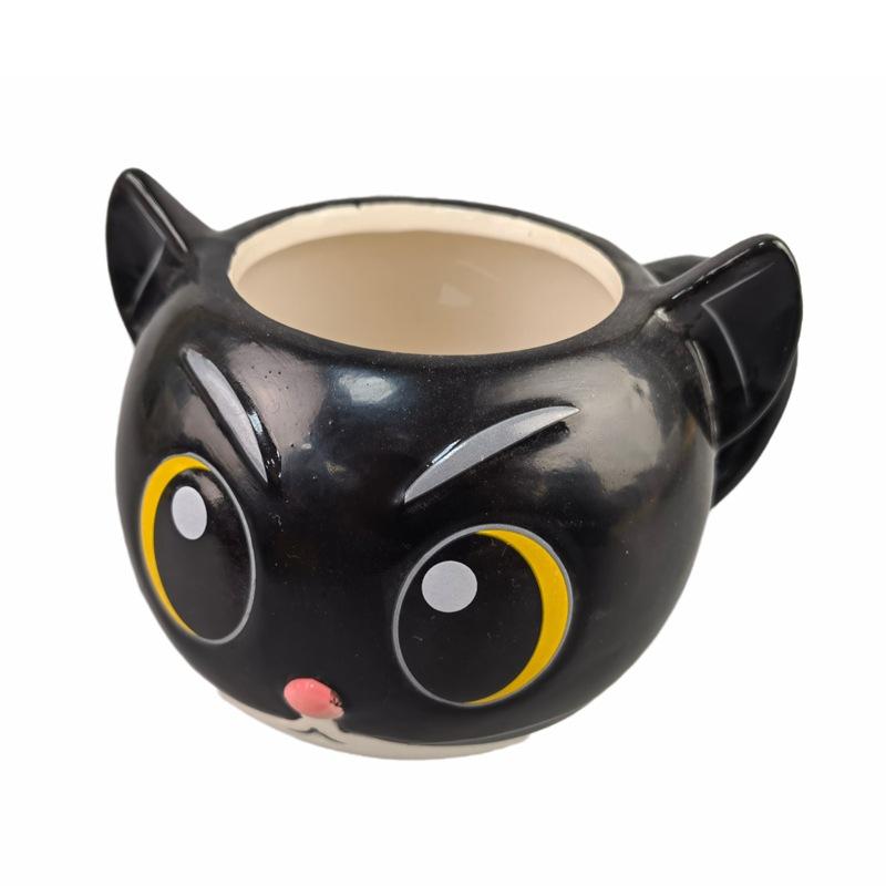 Little Black Cat Mug Movie Animation Cute Ceramic Cup Coffee Couple Water Cup Black Cat Sheriff Cup