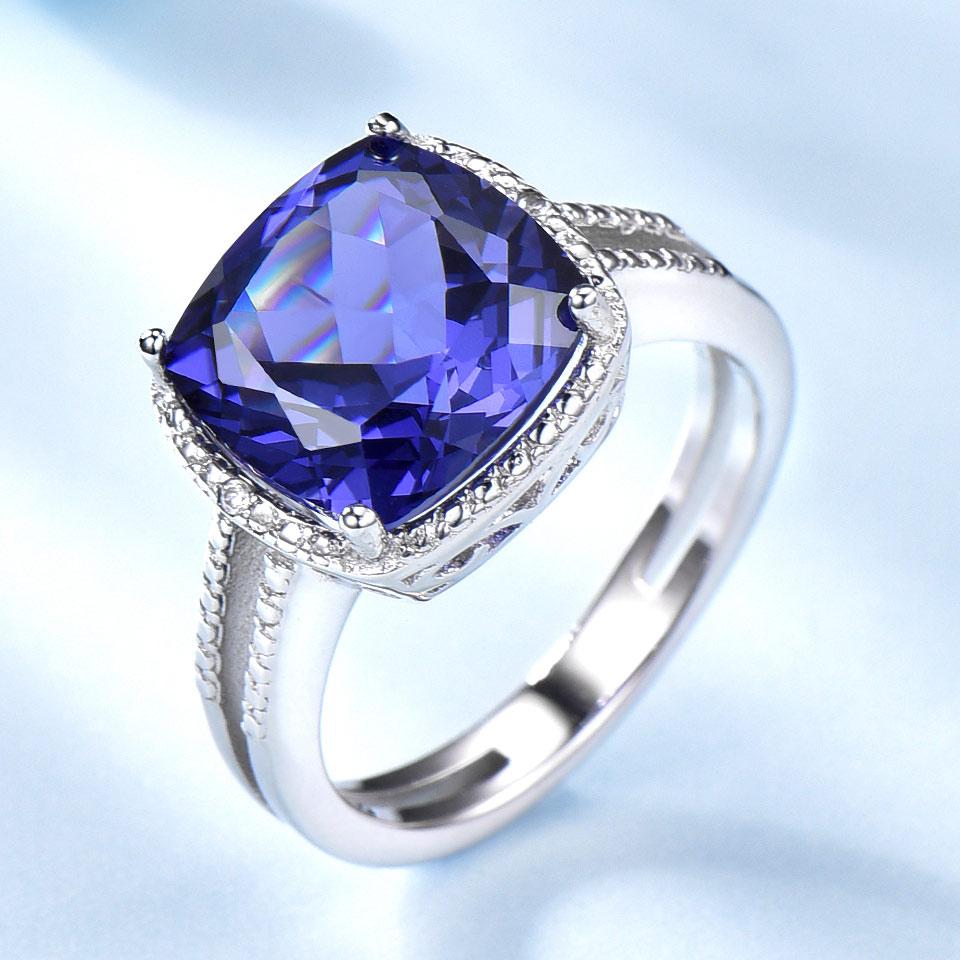 Umcho Luxury Tanzanite Rings For Women Female Engagement Genuine Solid 925 Sterling Silver Jewelry