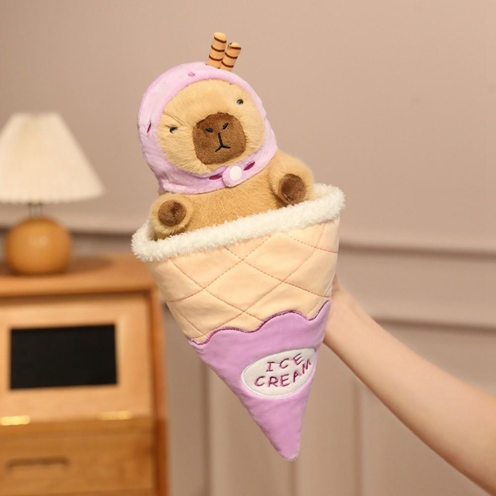 Detachable Capybara Plush Toy Ice Cream Cone Capybara Stuffed Doll  Kids Birthday Gift