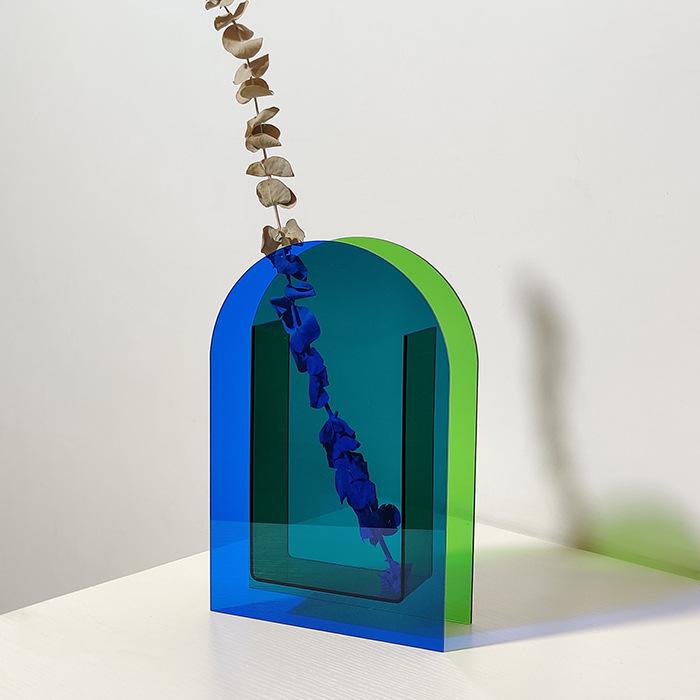 Ins-Stil Acrylvase Kreative Kunst Wellige Blume Hydroponische Blumenanordnung Tischdekoration Transparente Vase