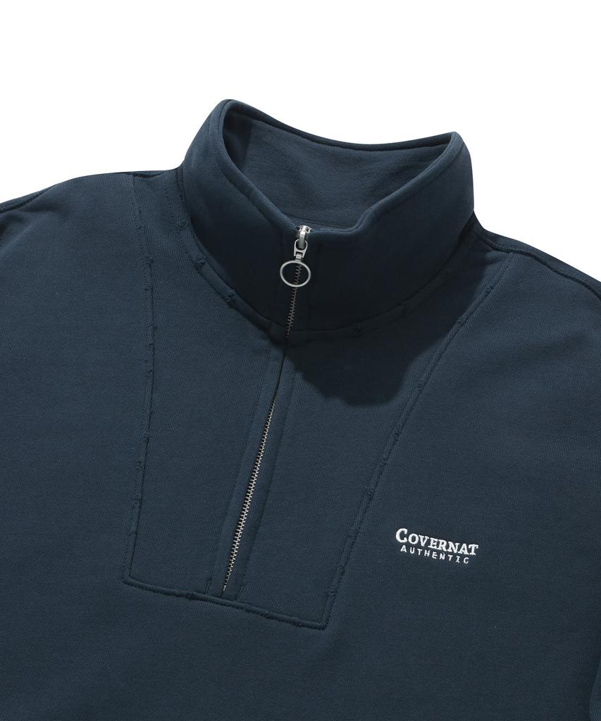 COVERNAT Damaged Half Zip Sweatshirt Navy