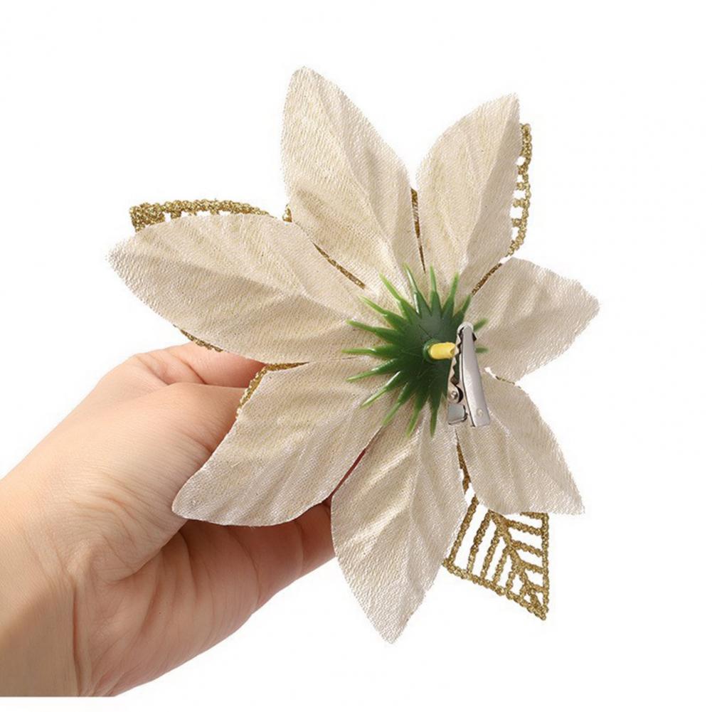 10Pcs 20cm Christmas Flower Spring Clips Mini Metal Clips Elastic Stainless Flower Ornament Fixed Hair Clips Fake Flower Poles