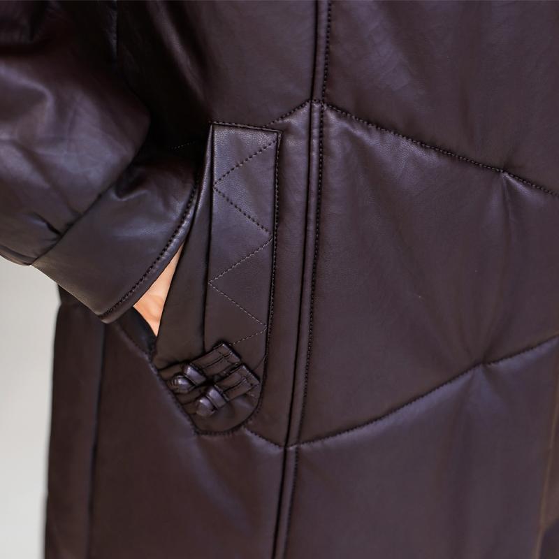 Middle Age Woman Winter Long Faux Sheepskin Coats Fur Collar Elegant Thick Warm Winter Parkas Female Leather Jacket