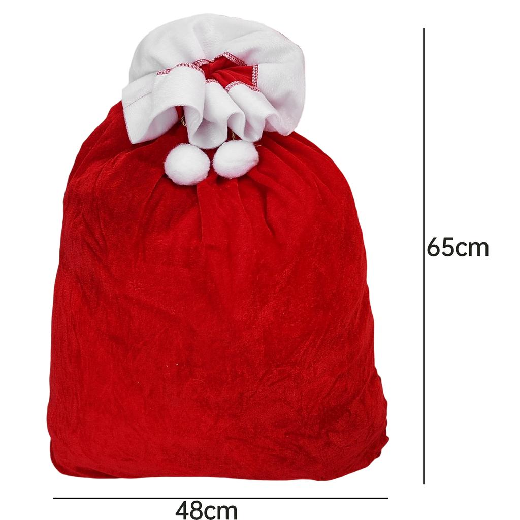 65x48CM Santa Claus Bags Gifts Holder Large Presents Sack with Drawstring Christmas Eve Surprise Toys Storage Decorations