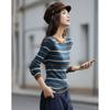 Damen Herbst Streifen Strickpullover Slim-Fit mit Merinowollmischung