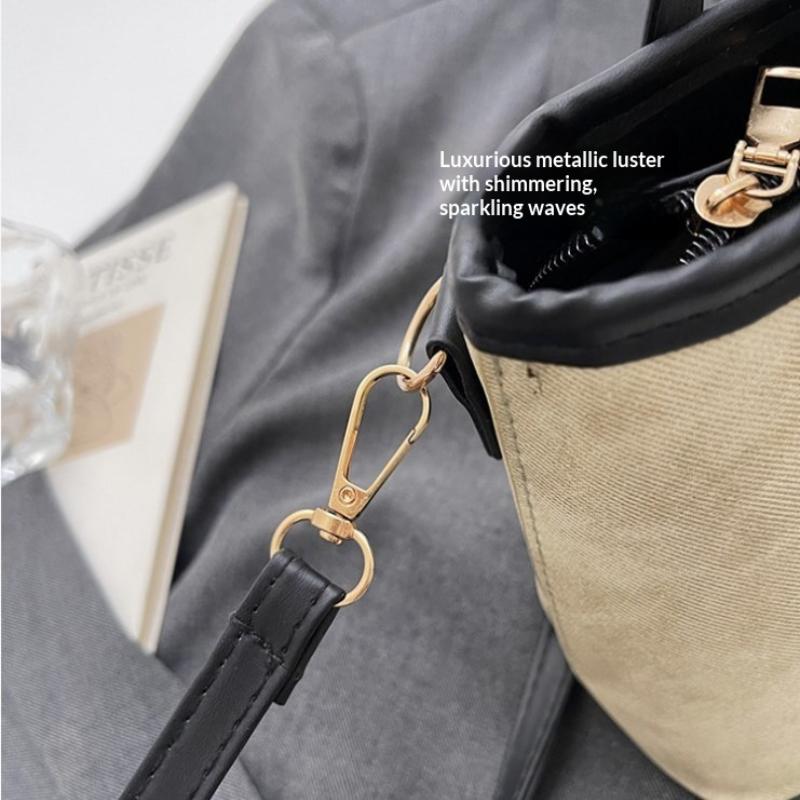 Small Square Crossbody Bag For Women Trendy Versatile Bucket Handheld Bag Color Blocked Shoulder Bag