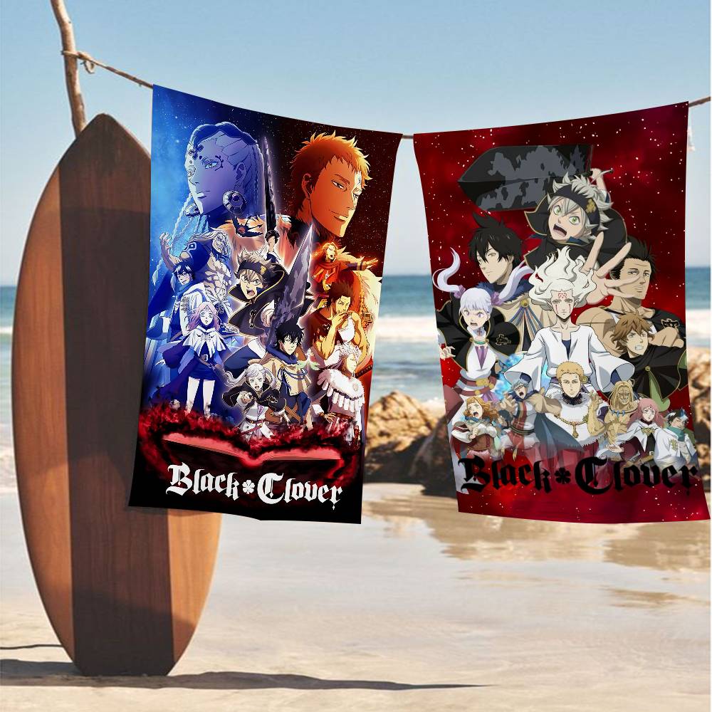 Anime B-Black Hot C-Clover Microfiber Printed Beach Towel Mountain Climbing Yoga Beach Swimming Running Absorbent Soft Towel