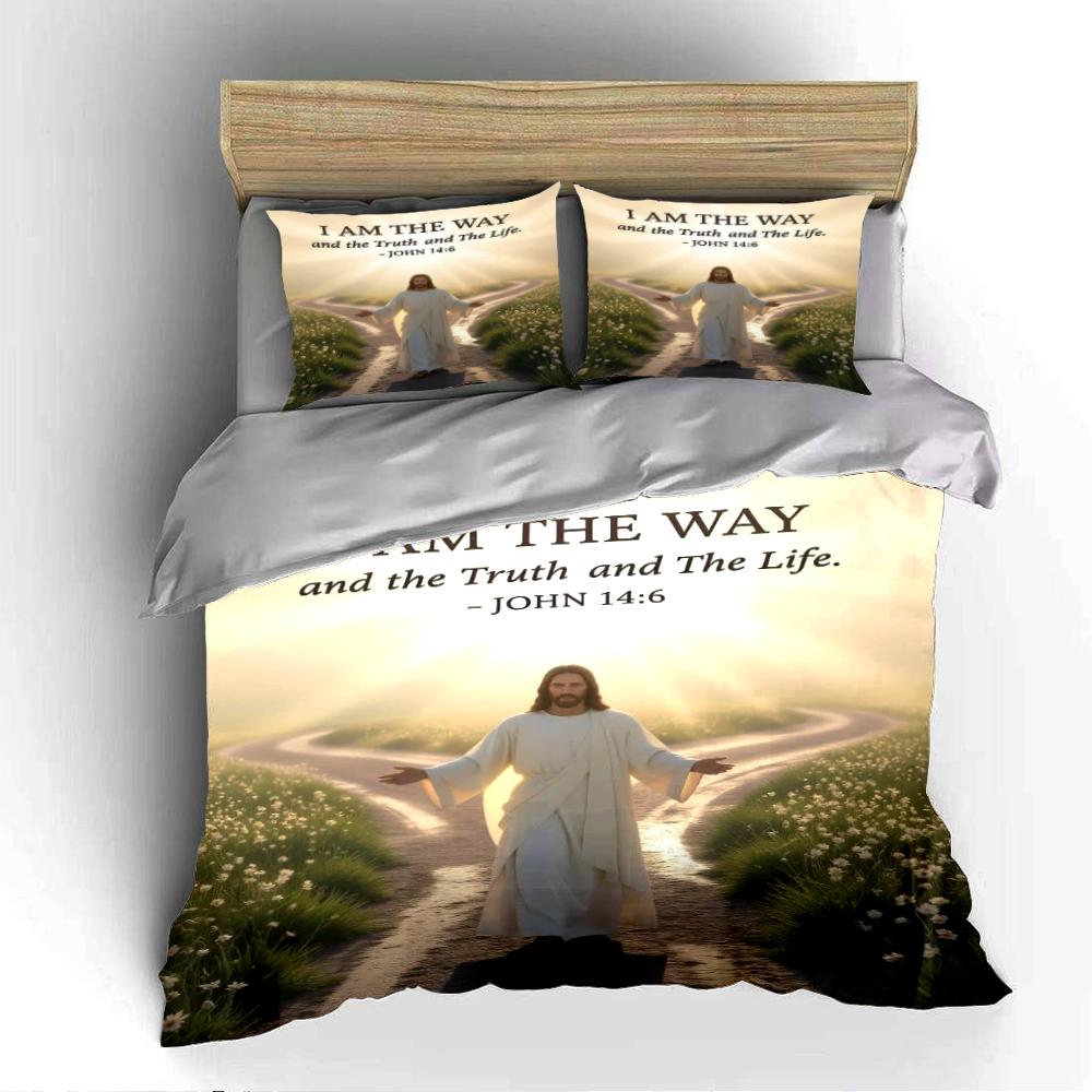 Christian Bedding Set with John 14:6 Verse Bedding set (1 duvet cover, 2 pillowcases, duvet not included)
