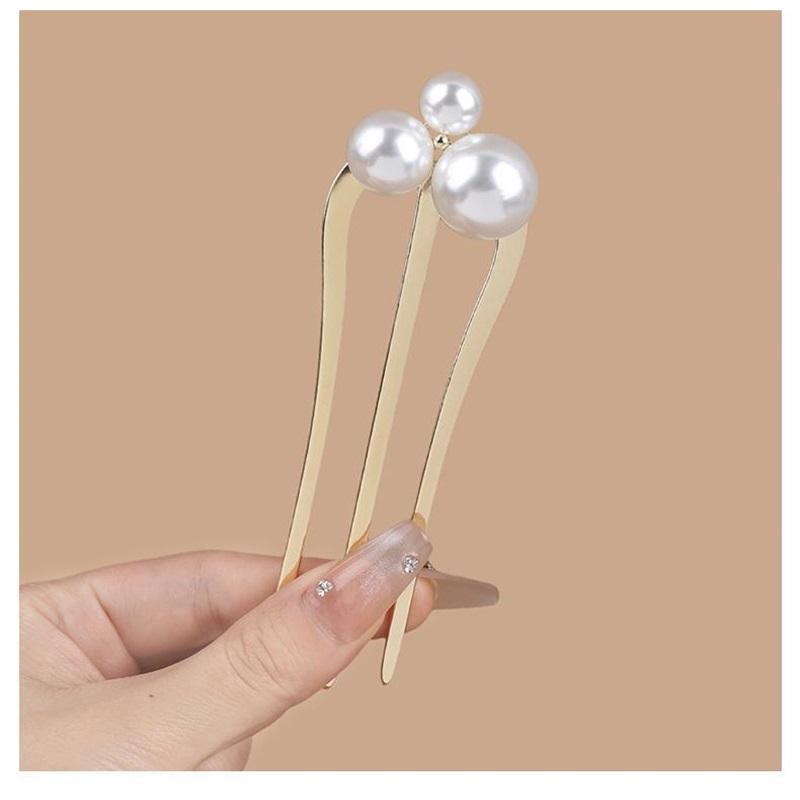 Chinese Style Beaded Three Teeth Hair Comb Elegant Retro Hairpin Daily Hanfu Cheongsam Hair Accessories