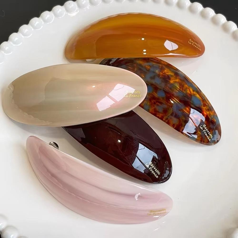 Oval Spring Clip Gold Label Straight Clip Fashionable Ponytail Clip  Women