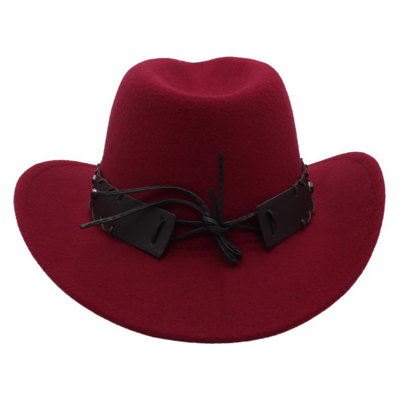 Top Hat Western Cowboy Hat Tibetan Jazz Hat Felt Hat Bull Head Belt Buckle Riding Hat Sun Hat