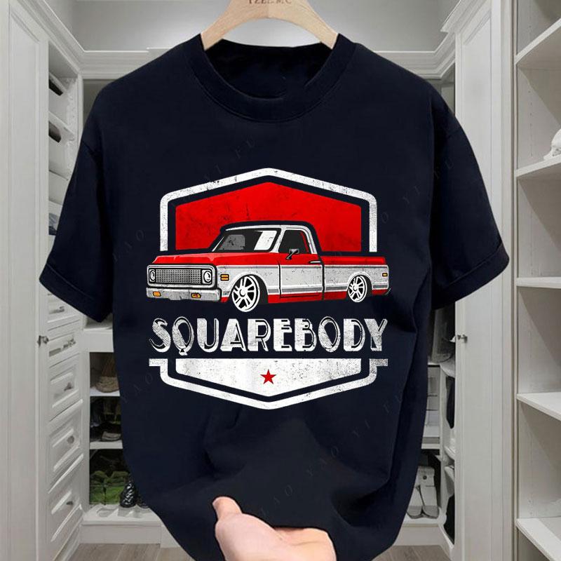 Unisexs Classic Boxy Pickup Truck Pattern TShirt 100 Cotton Retro Red and White Car Design Casual Funny Clothing Vintage tops