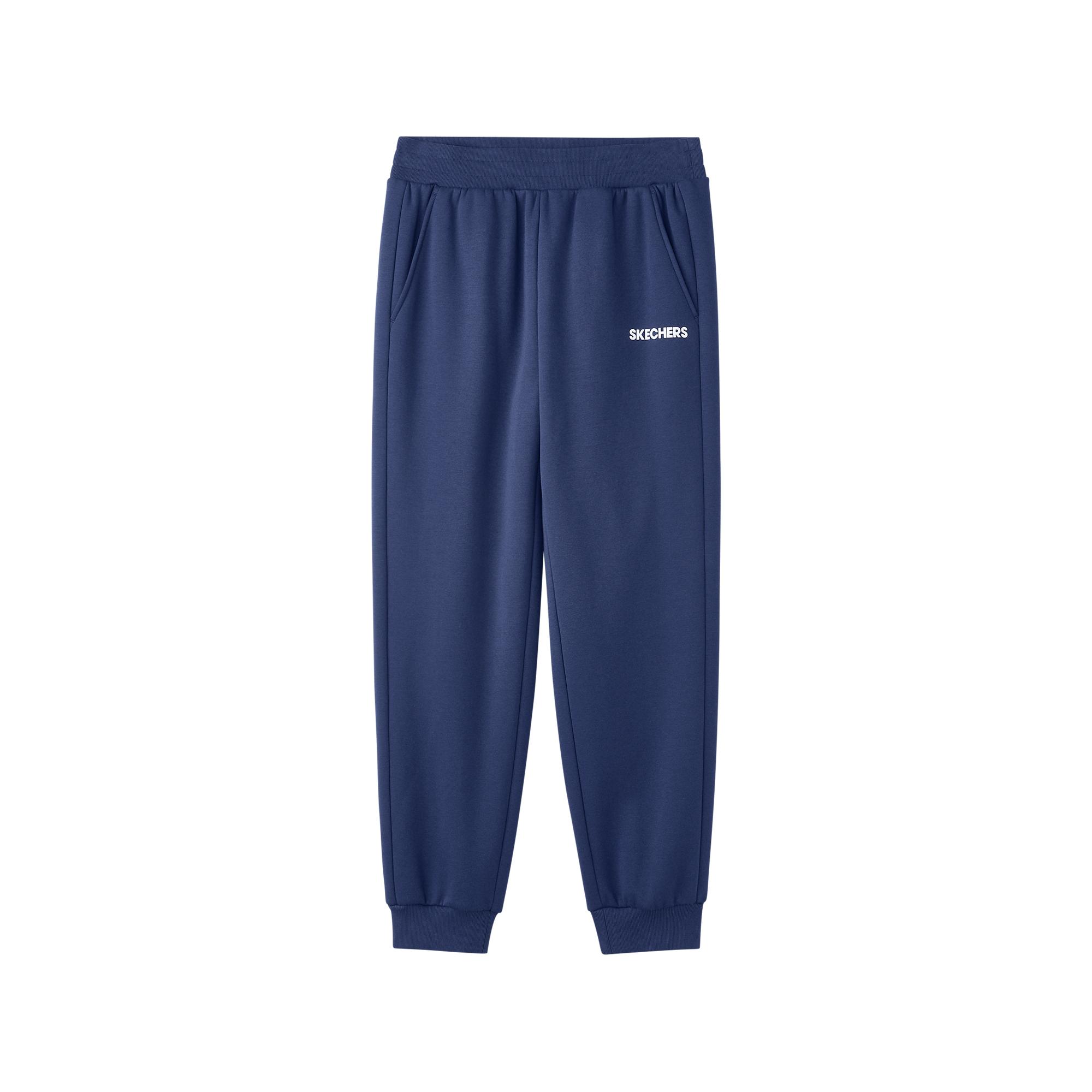 Skechers Fashionable Versatile Letter Print Soft Knitted Sports Pants Men bottoms Midnight-Blue L424M205-007D M