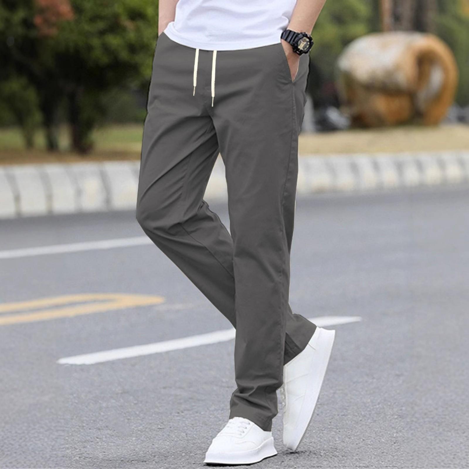 

Мужские повседневные брюки с эластичным поясом на кулиске, дышащие, однотонные L