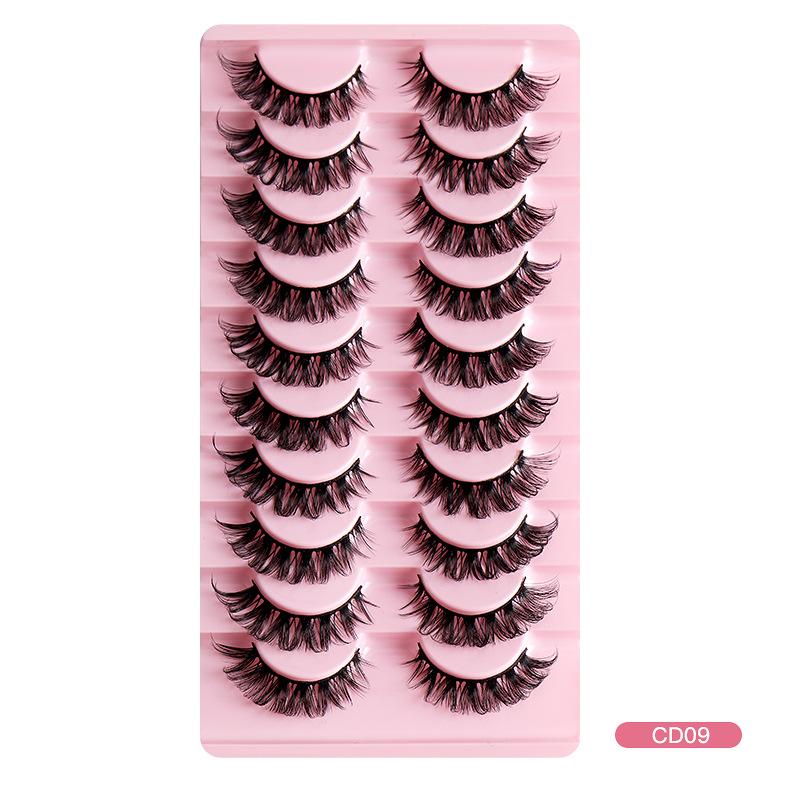 10 Pairs Of False Eyelashes, Large Curls, Natural Chemical Fiber Curls, Thick And Natural Eyelashes