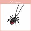 Gothic Punk Red Crystal Spider Pendant Necklace For Women With Alloy Chain