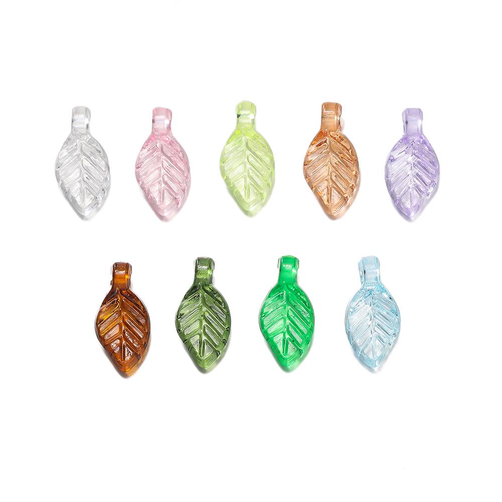 100pcs/lot Acrylic Green Leave Spacer Pendants Plastic Leaf Loose Beads for Earrings Bracelet DIY Jewelry Making Supplies