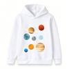 Kids Boys Girls Pullover Hoodie, Cute Solar System Planets Graphic Casual Long Sleeve Hooded Sweatshirt for Astronomy Space Lover Children Daily Wear