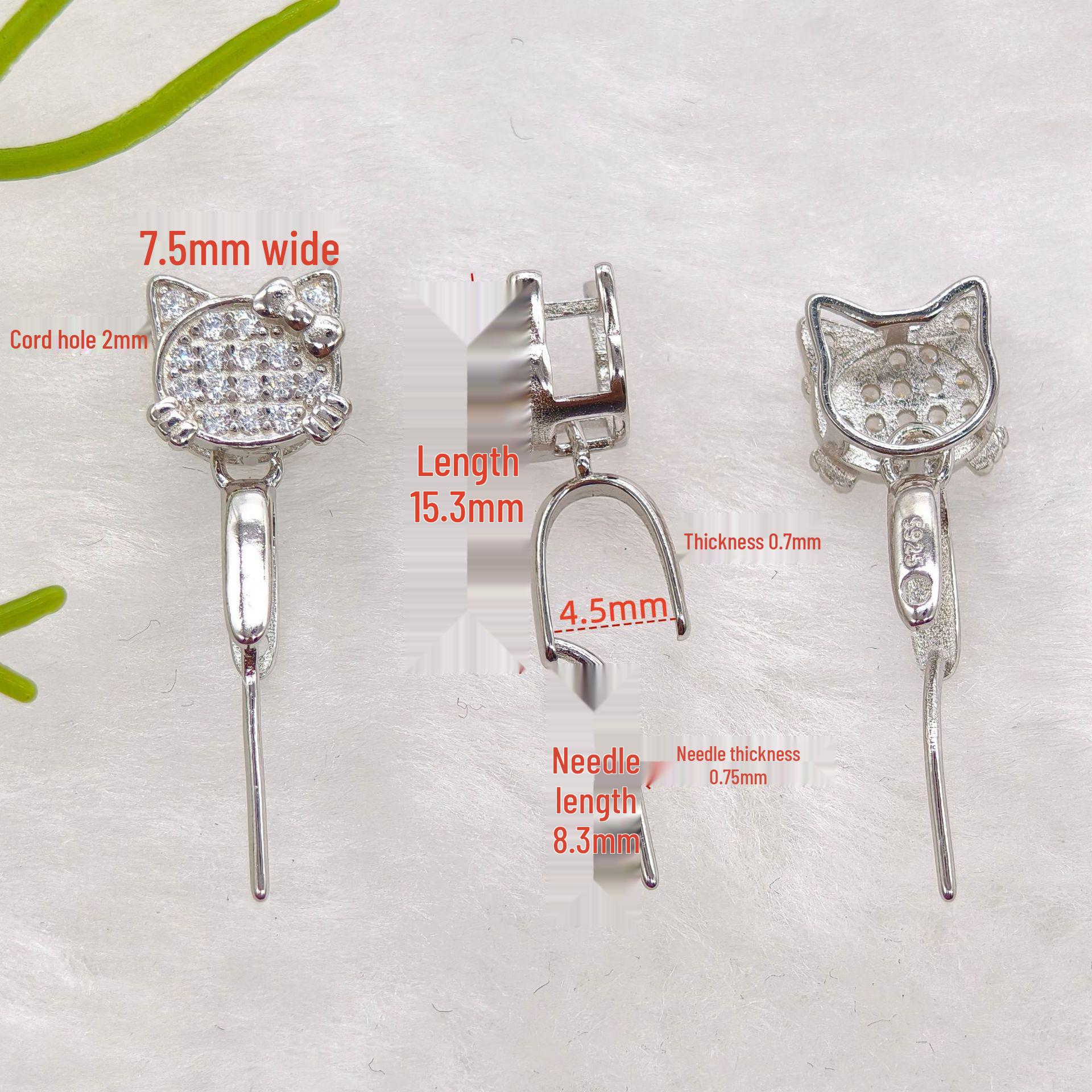 Застежка для ожерелья Hello Kitty 2025: Позолоченная 24 каратным золотом, стерлинговое серебро S925, длинная застежка-булавка