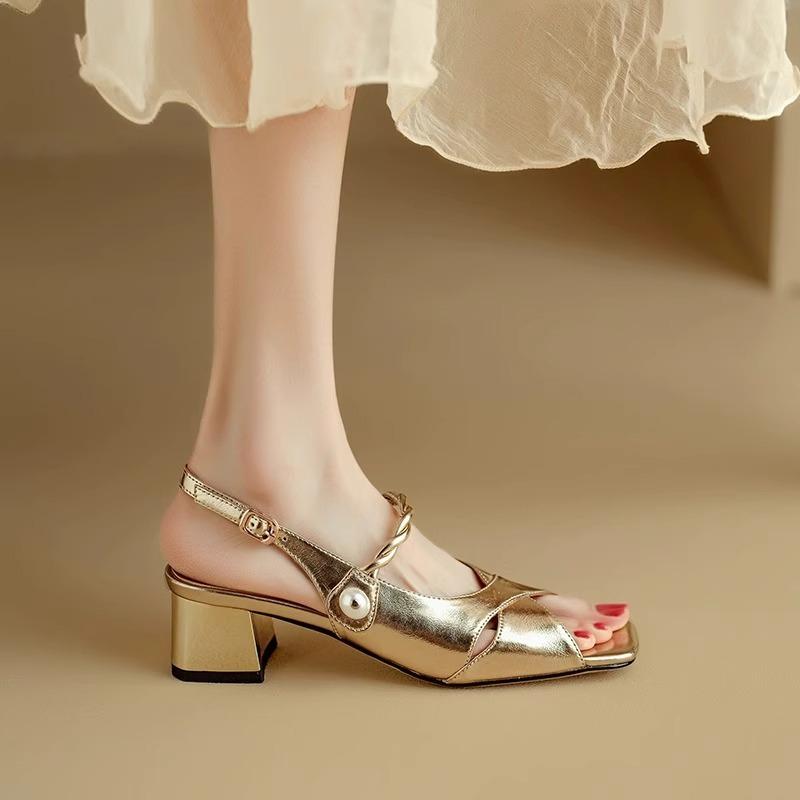 

Модные летние женские сандалии с вырезами, ретро-босоножки на среднем каблуке, туфли из ПУ кожи с квадратным носком, золотистые, серебристые, элегантные вечерние туфли для дам 35 золотой