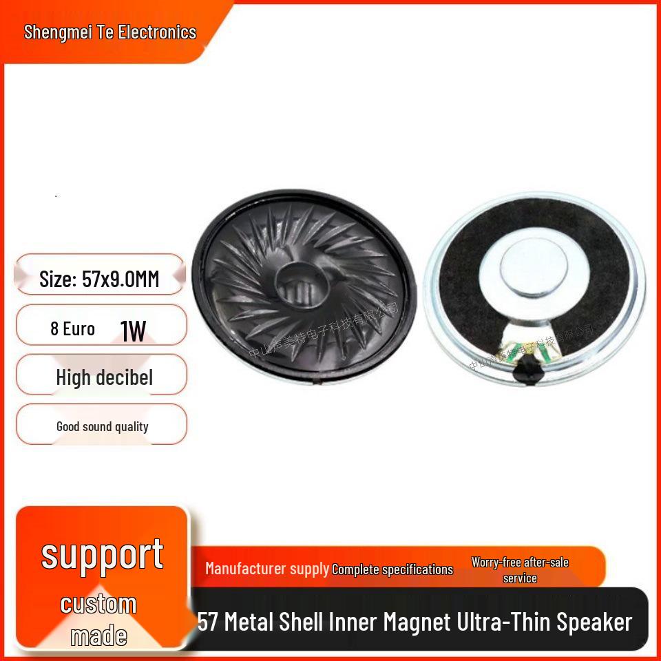 

57MM Ultra-Thin Mylar Speaker: 8 Ohm, 1W, High Decibel, Iron Shell, Internal Magnet, Ideal for Doorbells & Intercoms.