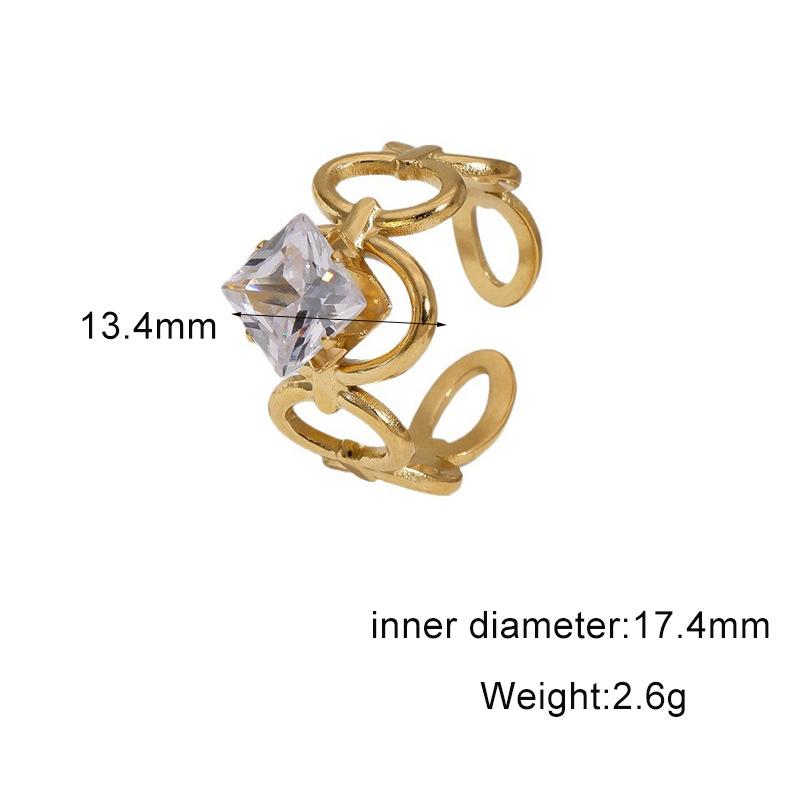 Stainless Steel Exquisite Zircon Rings for Women Men Geometric Smooth Hollow No Fading Opening Rings Jewelry Jewelry Accessories