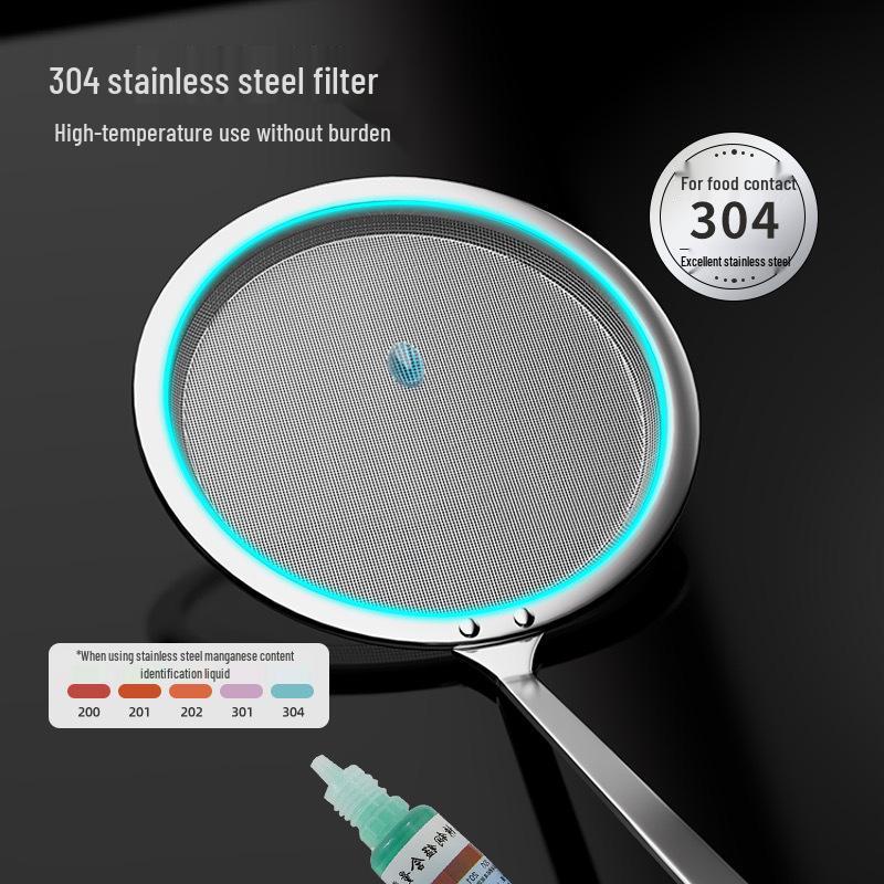 304 Stainless Steel Ultra-Fine Skimmer: 100-Mesh Kitchen Oil and Foam Strainer