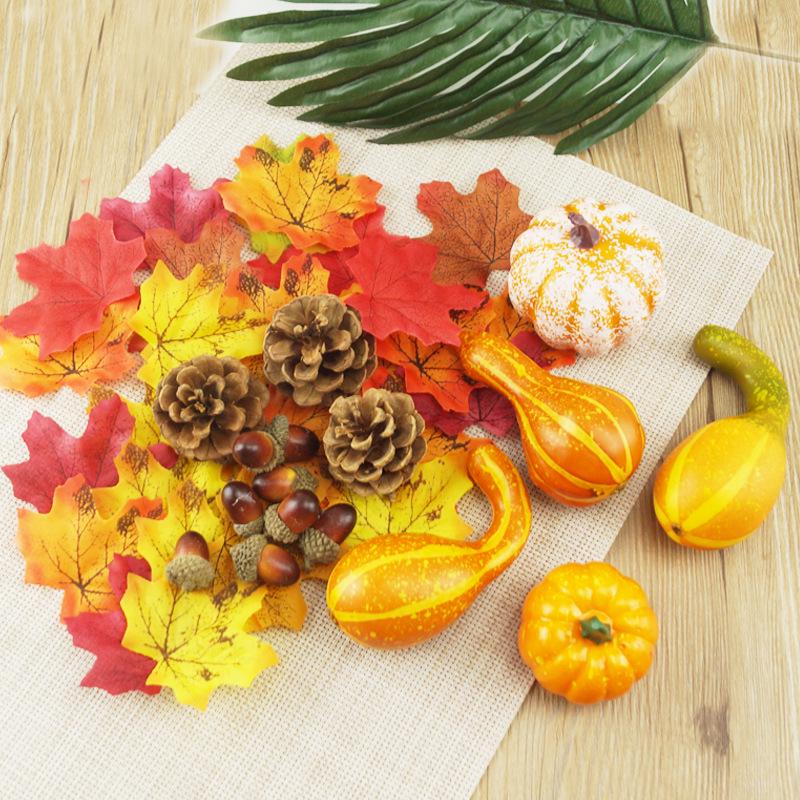 Cross-border Hot Sale Pumpkin & Acorn with Maple Leaf & Pine Cone Decor for Halloween & Photography