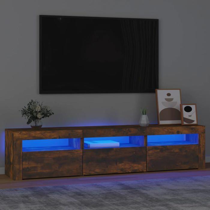 VidaXL Meuble TV avec Lumières LED Centre de Divertissement Rangement Meuble Média Meuble de Salon Salle de Séjour Maison 3152759
