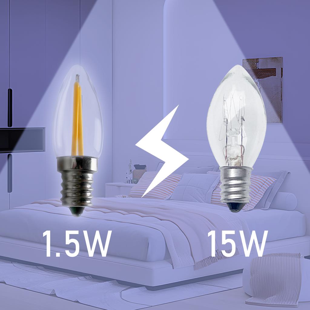 10 STÜCKE Vintage E12 LED Filament Glühbirne 1,5W AC220V COB Kandelaberfassung Licht für Kristallleuchter Schminkspiegel Beleuchtung Halogen ersetzen