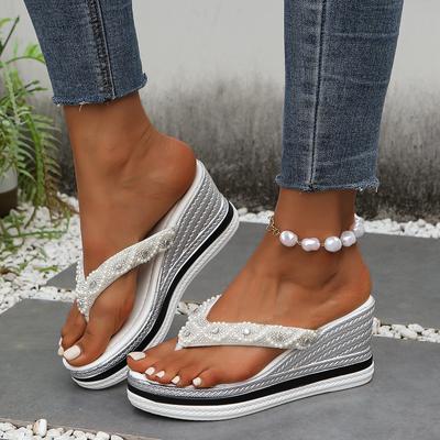 Fashion Comemore Roman Style Flip Flops Wedge Heel Sandals for Women Summer Fashion Chunky Platform Slippers Woman Thick Bottom Slides