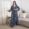 AB341 V-Neck Rhinestone Plus Size Long Dress – Fashion Print Southeast Asian Robe