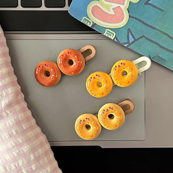 2Pcs Girl Hairpin Stable Grip No Damage Donut Shape Hair Clip 3D Texture Photogenic Side Bangs Hair Pins