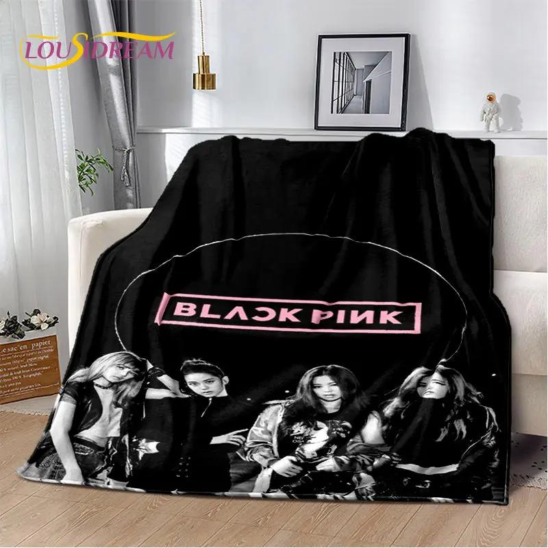Black Pink Kpop Star Girl Group Soft Plush Blanket,Flannel Blanket Throw Blanket for Living Room Bedroom Bed Sofa Picnic Cover