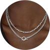 Gold Layered Necklace for Women K Gold Plated Necklace Women Cuban Link Paperclip Chain Toggle Clasp Necklace Zircon for Women