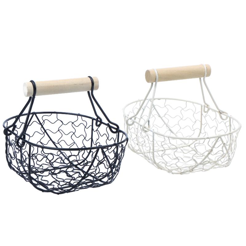 Cesta de Almacenamiento de Alambre Metálico con Asa Portátil Organizador Portahuevos Fruta Pan Cesta de Frutas Creativa Para Cocina Hogar Picnic