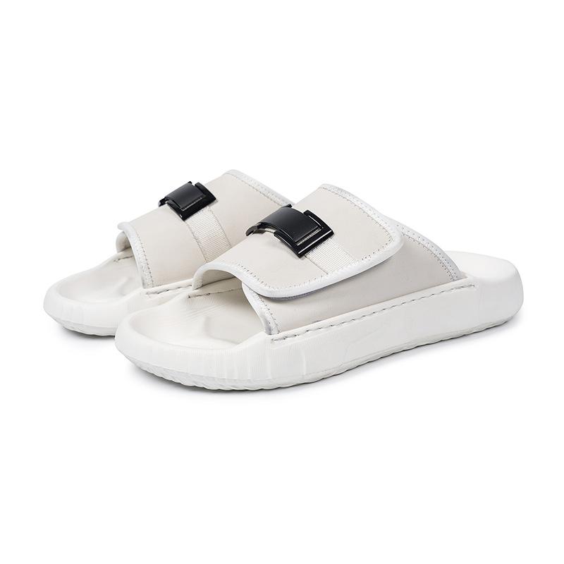 Summer new men's one-word drag men's drag high-end leather fashion outer wear shoes casual beach shoes men's thick soles