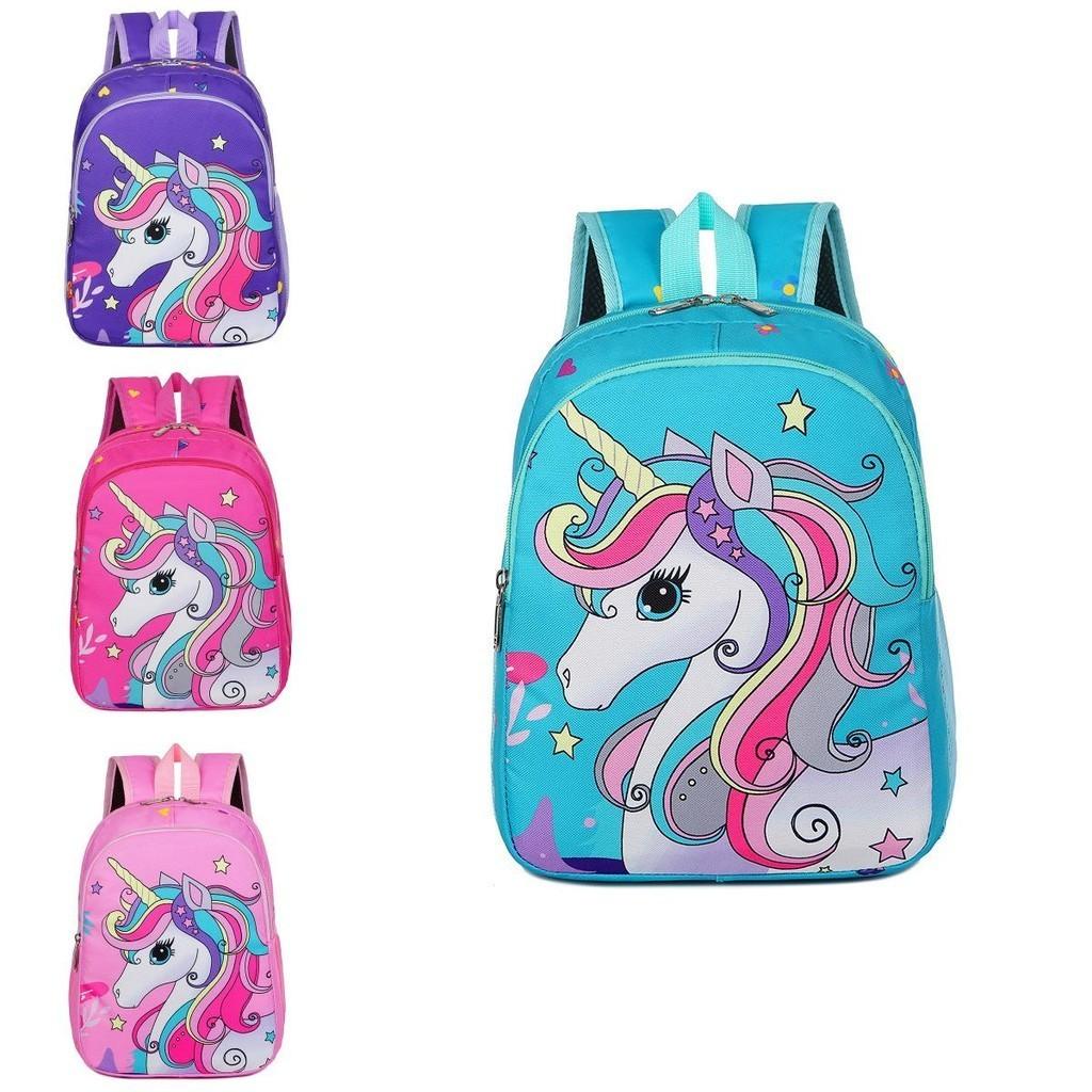 Cute Cartoon Unicorn School Bag For Children Spacious Lightweight Nylon Material