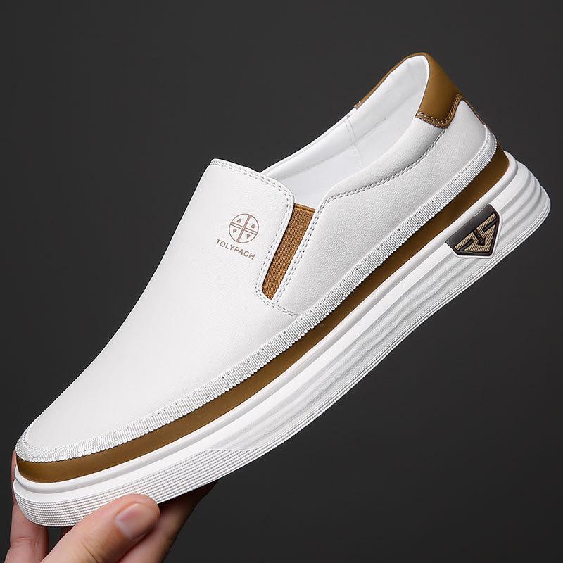 2025 Summer Slip-On Plus Size White Loafers: Non-Slip Soft Sole Casual Shoes for Middle-Aged Men