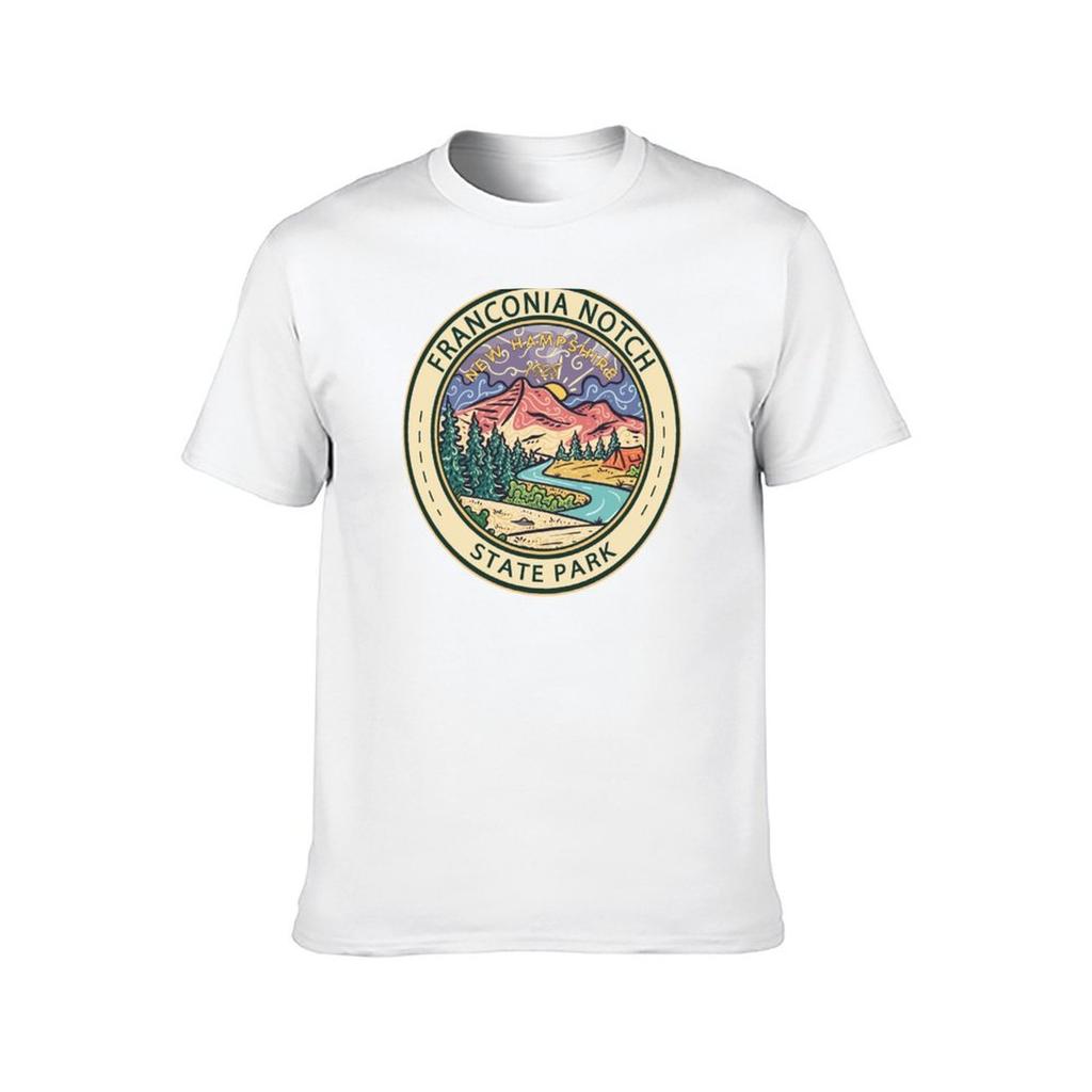 Franconia Notch State Park New Hampshire Badge TShirt T Shirts for Man Cotton Soft Anime Tshirt TShirt