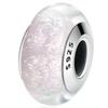 Charm Glass Bead with White Background and Pink Glitter Glass 925 Silver