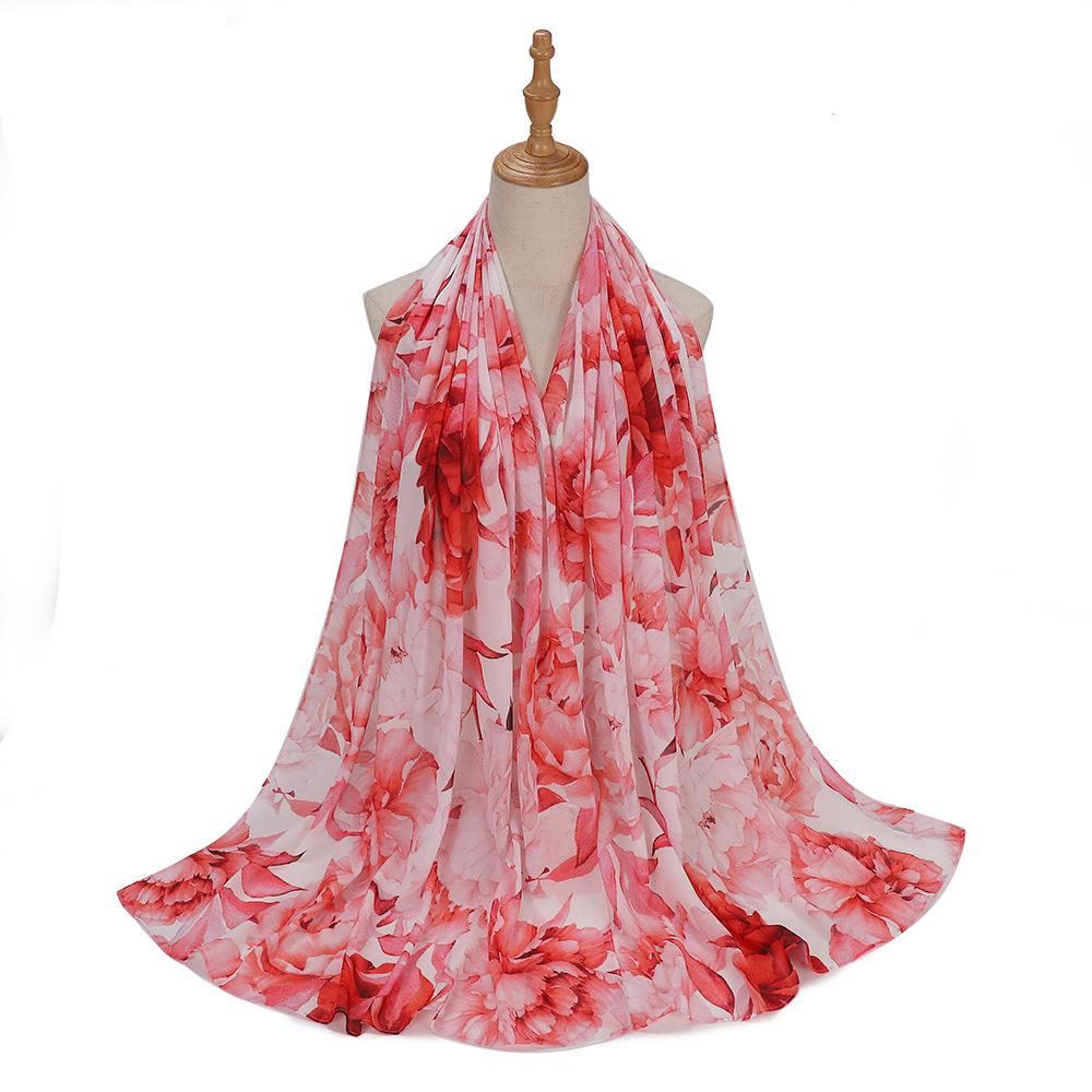 New Designs Printed Hijab Chiffon Scarfs For Women Scarves Muslim Fashion Turbans Malaysian Muslim Hijabs Wraps Ramadan Turban