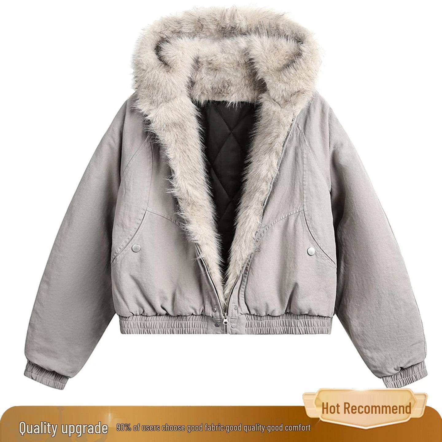 

Men s Genuine Mountain Eagle Fur Collar Hooded Cotton Jacket - Thick & Warm Winter Coat XL (Recommended for 125-145 lbs) сірий колір