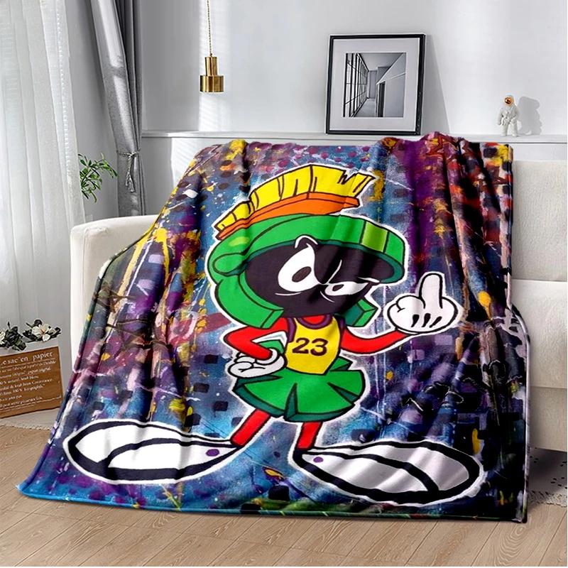 Marvin The Martian Animal Funny Throws Blanket Hiking Picnic Super Soft Quilt Bed Thermal Kawaii Flannel Blanket birthday gift