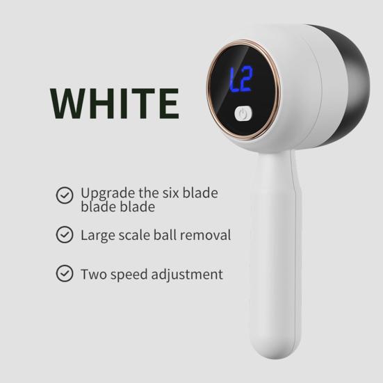 Lint Trimmer Fabric Shaver Electric Lint Remover with 6-Blade Cutter Display Rechargeable USB Adjustable Speed LED