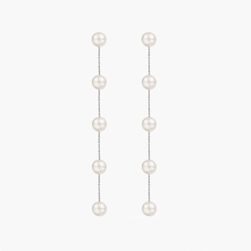 

Элегантные длинные серьги-кисточки с жемчужной цепочкой для женщин - Трендовые серьги высокого класса серебряный