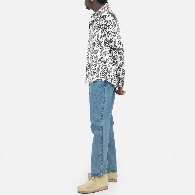 Stussy Swirly S Silk Shirt Full Print Long Sleeve American Vintage Shirt Men shirts 1110242