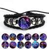 1PC Zodiac Signs Constellation Charm Luminous Bracelet Men Women Fashion Multilayer Braided Leather Bracelet Bracelet